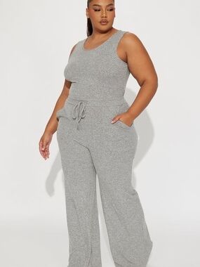 Sleeveless Knit Jumpsuit in Heather Gray